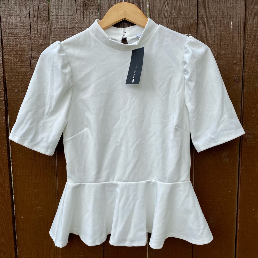 Fashion Nova White Peplum Top